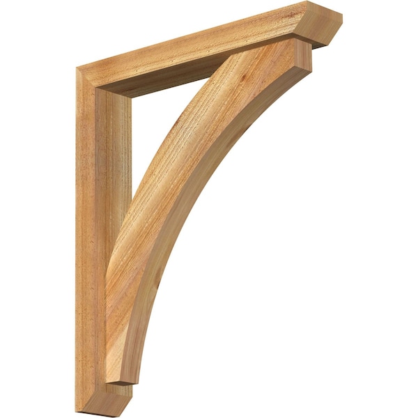 Ekena Millwork Thorton Slat Rough Sawn Bracket w/ Offset Brace, Western Red Cedar, 4"W x 22"D x 26"H BKT0402X22X26THR06RWR - main